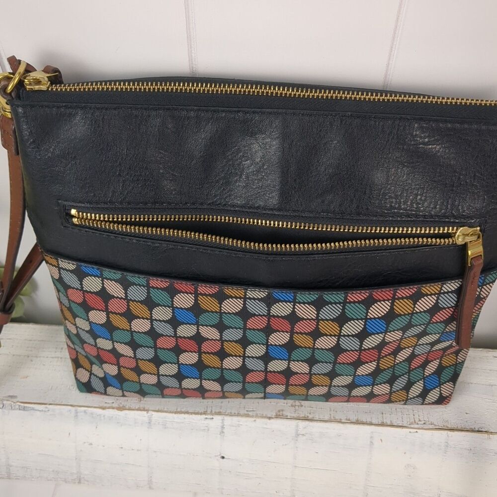 Fossil Fiona Crossbody Shoulder Bag Multicolor Vegan Leather Excellent Condition - Picture 5 of 10